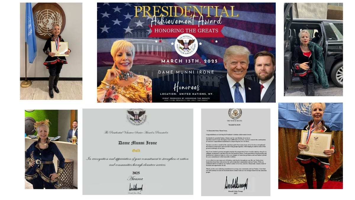 Queen of Beverly Hills, Dame Munni Irone, Receives President’s Lifetime Achievement Award-World News Network