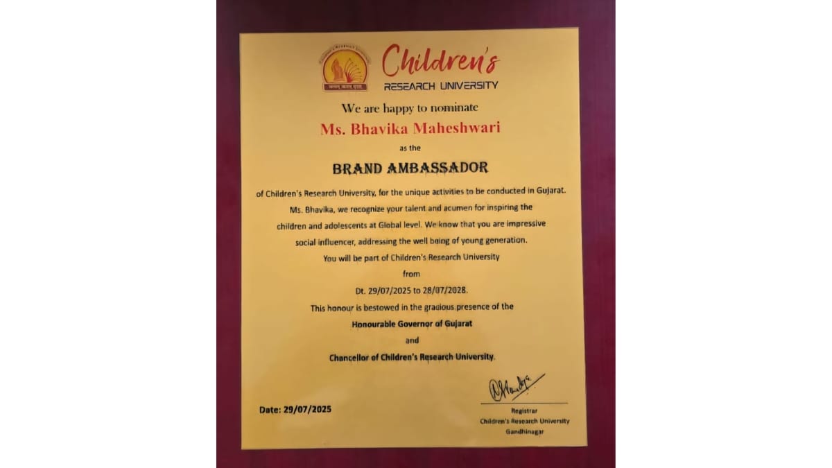 16-year-old Bhavika Maheshwari Becomes Brand Ambassador of Children’s Research University - PNN